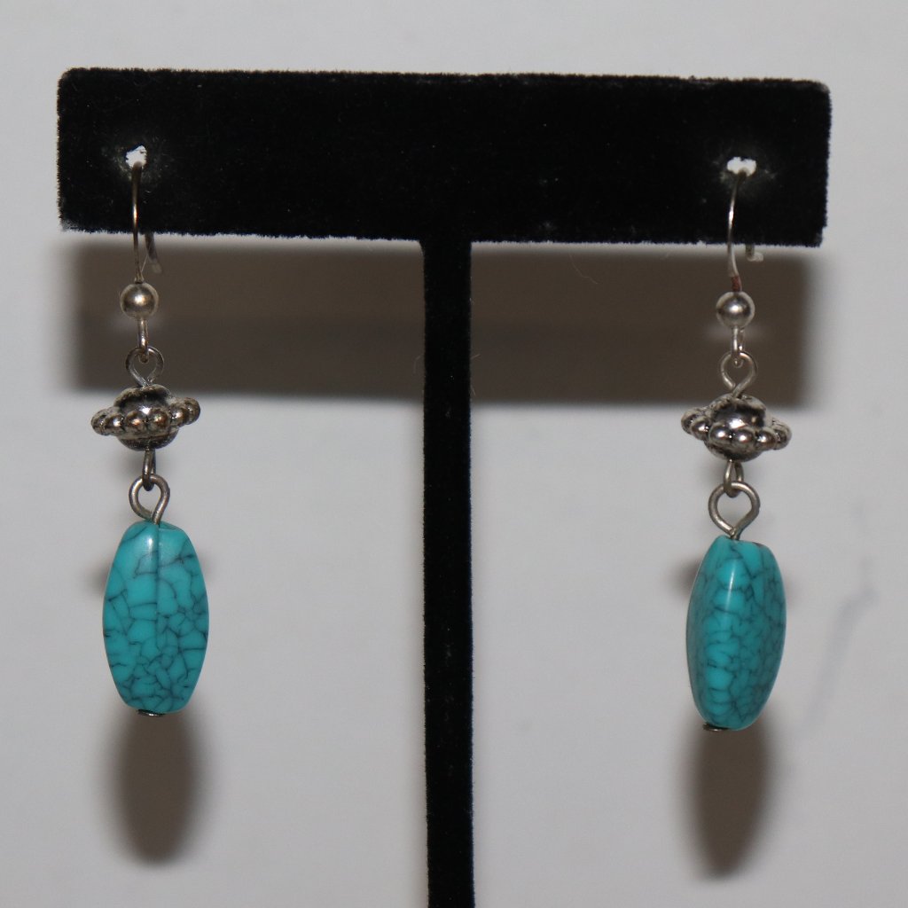 Beautiful Silver & Turquoise Dangle Earrings 1.75